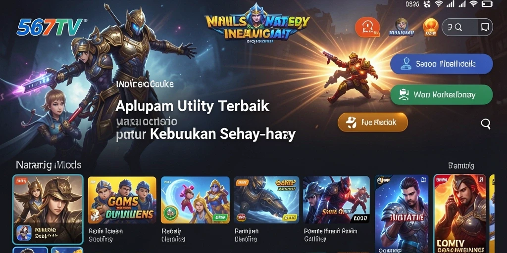 Tampilan antarmuka utama 567TV yang intuitif dan menarik.