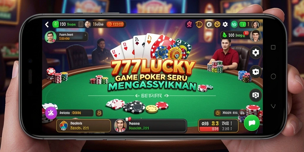 Tampilan utama gameplay Poker yang mendebarkan di 777LUCKY.