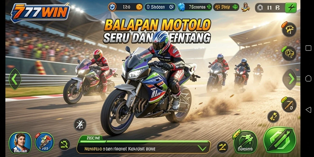 Gameplay menegangkan dalam balapan motor di 777WIN.