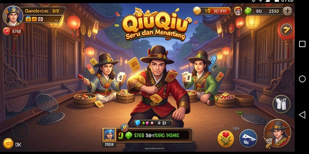 Tampilan screenshot utama 8768 menunjukkan aksi seru permainan QiuQiu.