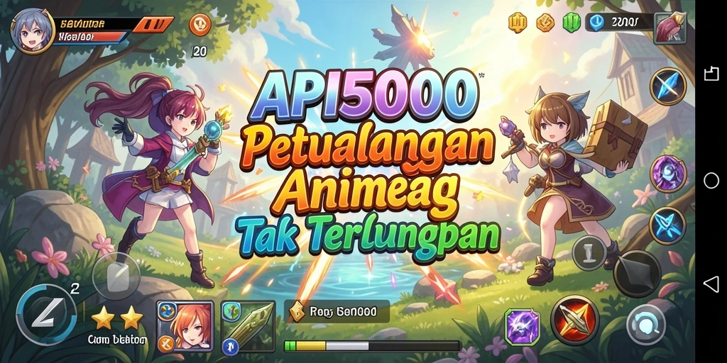 Tangkapan layar API5000 menampilkan pertarungan karakter anime yang seru.