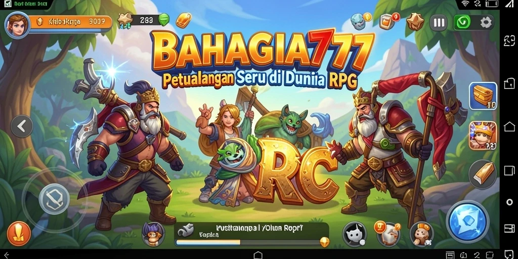 Screenshot gameplay BAHAGIA777 menampilkan pertempuran epik dalam dunia RPG.