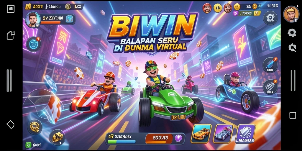 Tampilan gameplay <strong>BIWIN</strong> yang mendebarkan dan penuh aksi balapan.