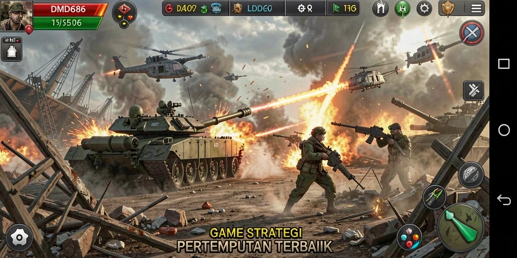 Tampilan pertempuran strategis dalam DMD686 dengan grafis berkualitas tinggi.
