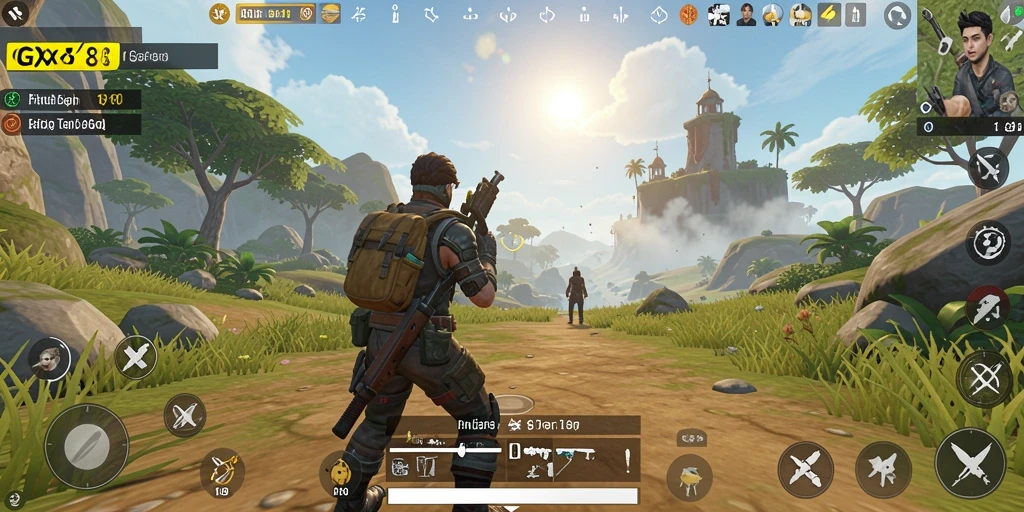 Screenshot gameplay GX88 yang menunjukkan petualangan di dunia terbuka.