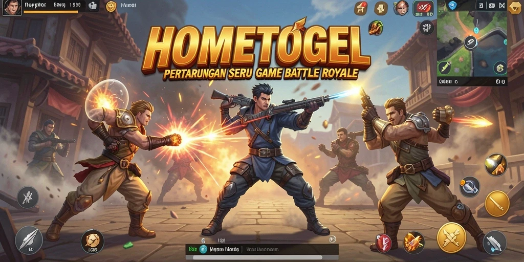 Screenshot gameplay HOMETOGEL menampilkan aksi seru di medan perang.