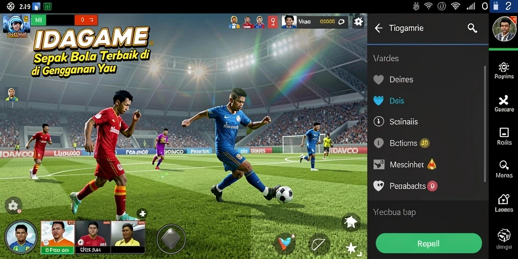 Screenshot IDAGAME menampilkan momen seru pertandingan sepak bola.