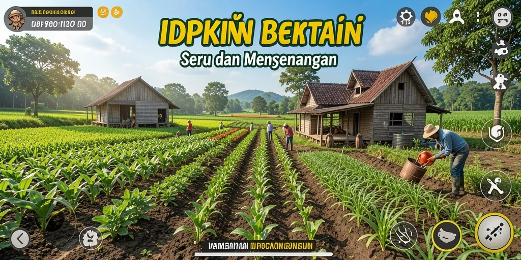 Screenshot gameplay IDPKING dengan aktivitas bertani yang menyenangkan.