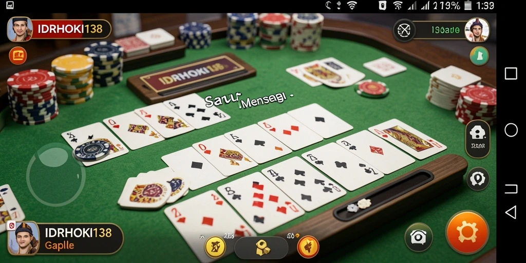 Tampilan gameplay seru di IDRHOKI138 saat memainkan Gaple.