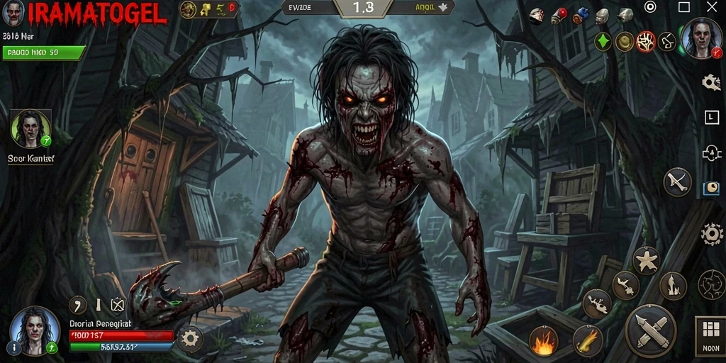 Screenshot gameplay IRAMATOGEL menampilkan momen mencekam saat pemain menghadapi makhluk horor.