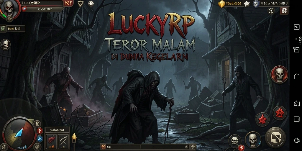 Screenshot gameplay menakutkan dari LUCKYRP dengan suasana kelam.