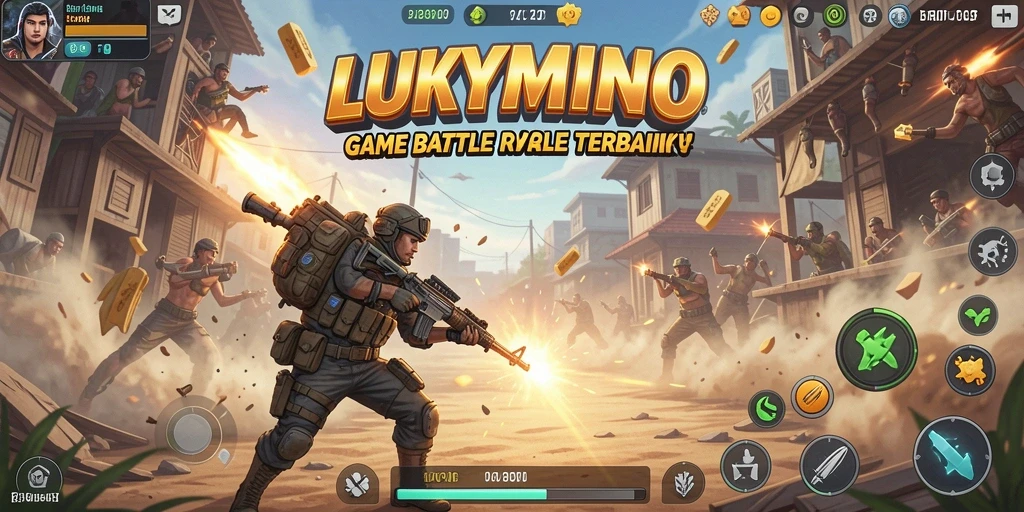 Tangkapan layar gameplay seru dari LUKYMINO dalam pertempuran Battle Royale.