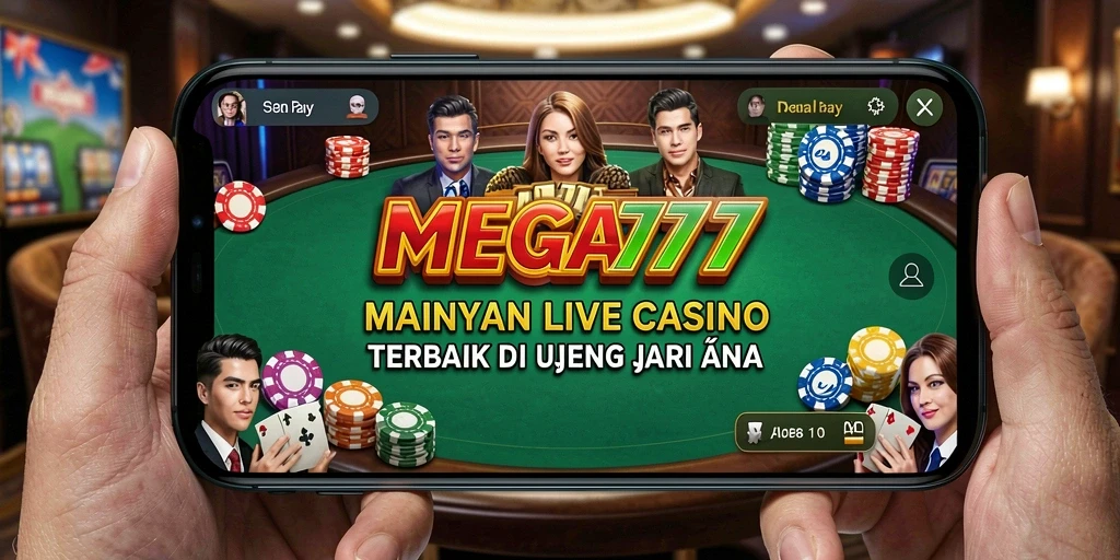 Screenshot gameplay MEGA777 menampilkan suasana Live Casino yang mendebarkan.