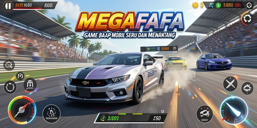 Gameplay seru dan menegangkan di MEGAFAFA saat balapan.