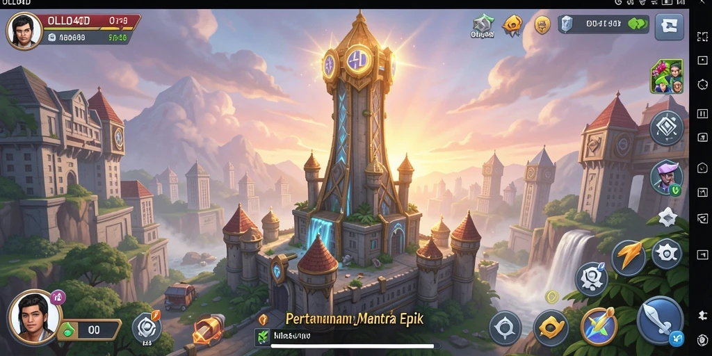 Screenshot gameplay OLLO4D dengan menara pertahanan yang kuat.