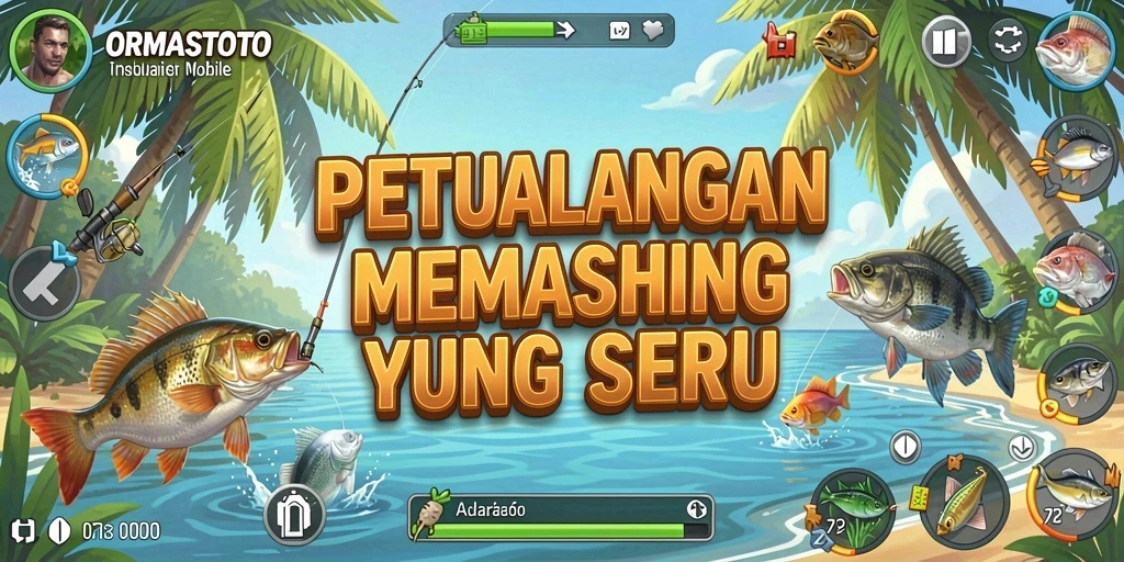 Gameplay ORMASTOTO yang seru saat menangkap ikan di laut.