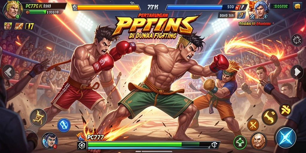 Tangkapan layar seru dari gameplay PC777 dengan pertarungan mendebarkan.