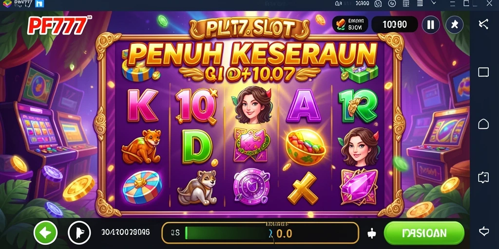 Screenshot gameplay PF777 menampilkan putaran Slot yang mendebarkan.
