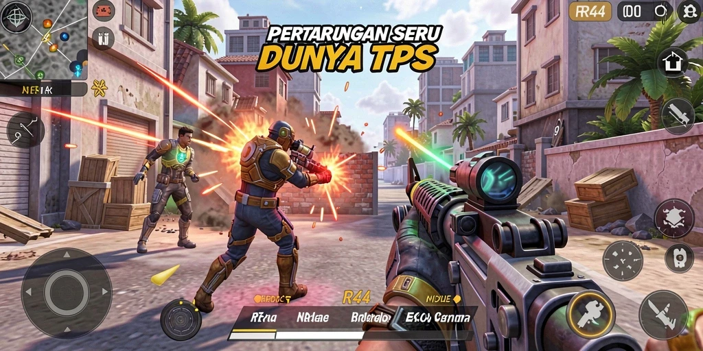 Tampilan gameplay seru dari <strong>RR44</strong> dengan pertempuran intens.