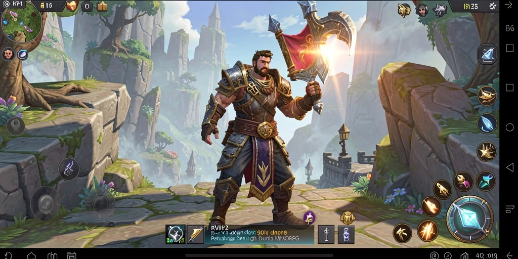 Screenshot gameplay RVIP2 yang menunjukkan pertarungan seru di dunia MMORPG.