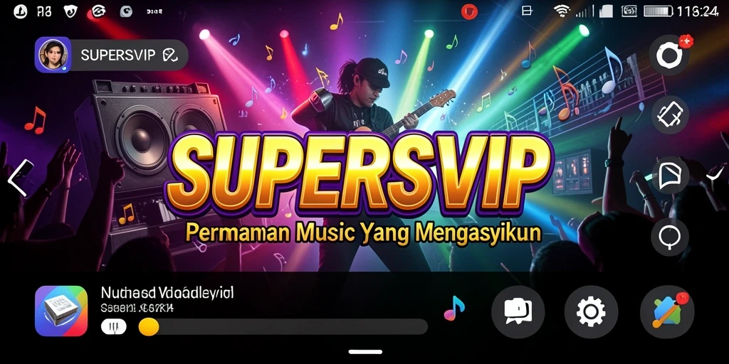 Tampilan gameplay menarik dalam SUPERSVIP dengan berbagai fitur musik.