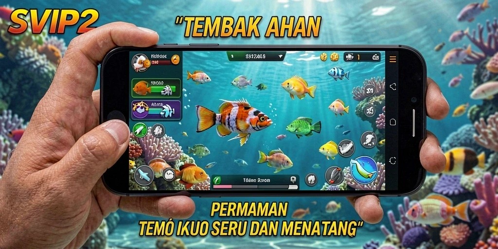 Tangkapan layar menampilkan aksi seru dalam permainan Tembak Ikan.