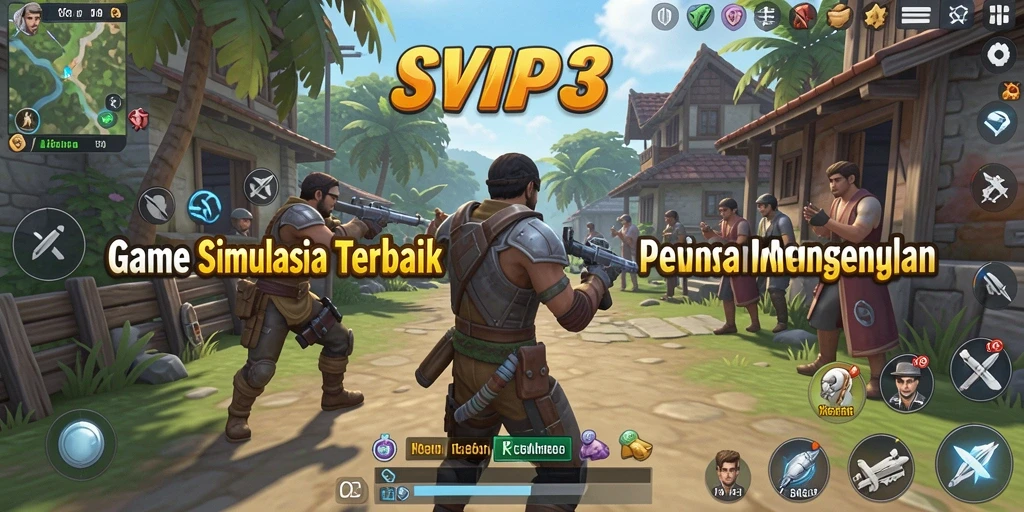 Tampilan gameplay SVIP3 penuh warna dengan elemen simulasi yang detail.