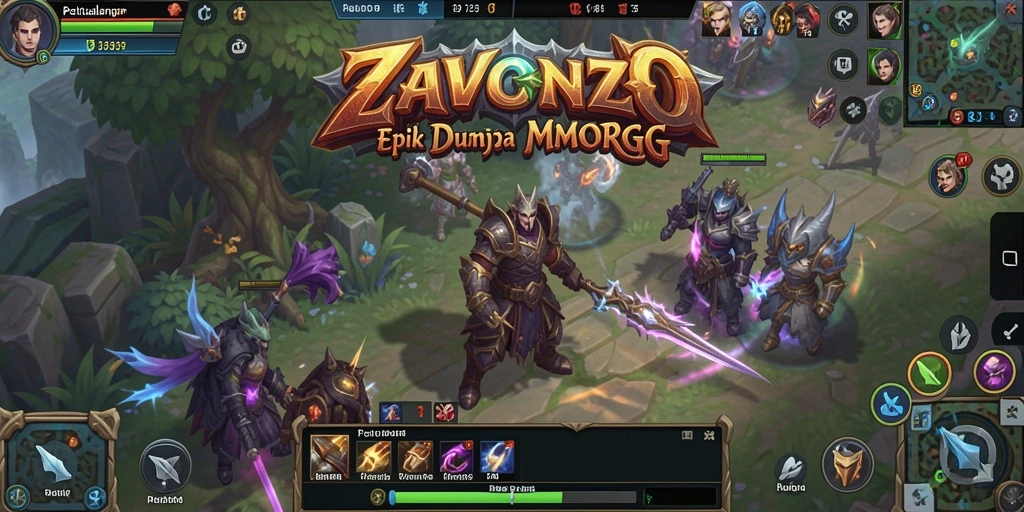 Tangkapan layar gameplay ZAVONZO menampilkan pertempuran seru dalam dunia MMORPG.